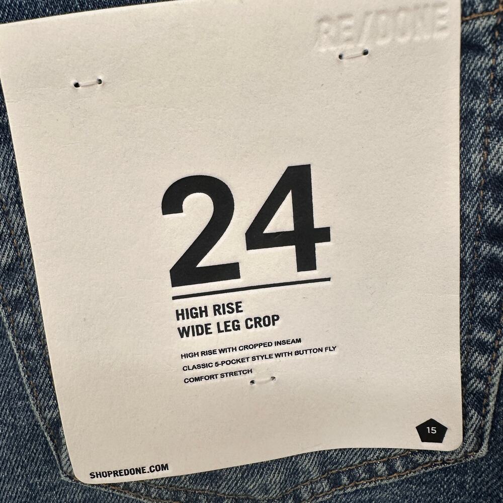 RE/DONE NWT High Rise Wide Leg Crop Denim Jeans in Crafted Indigo // 24 - Picture 10 of 15